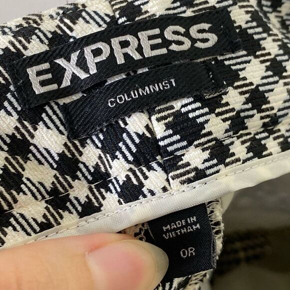 Express Columnist Black & White Plaid Low Rise Dress Pant Trousers Size 0 - Picture 4 of 5